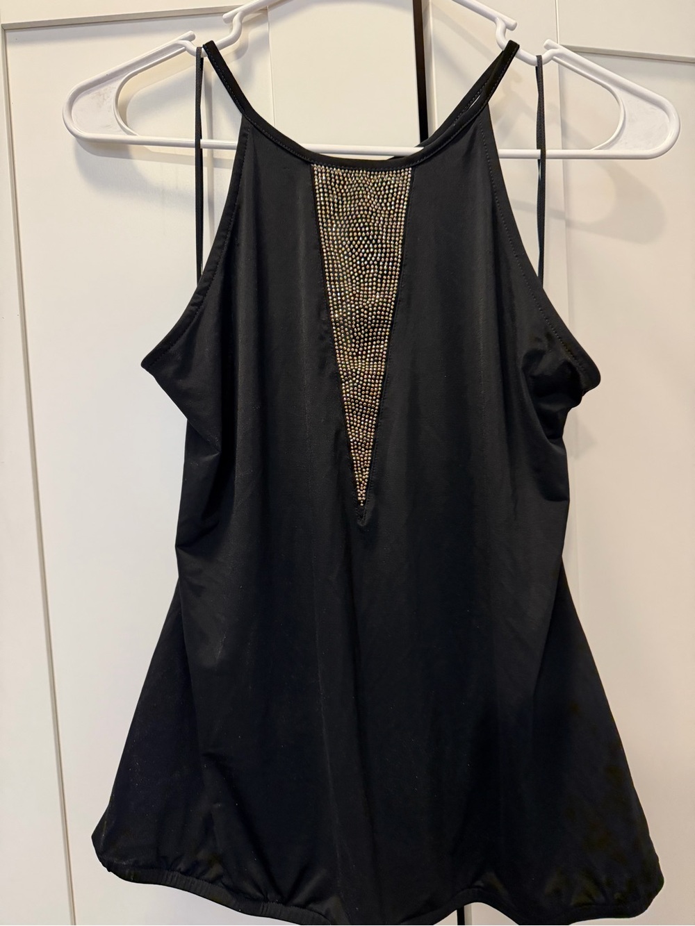 Black Women's Halter Tank with Gold Rhinestone Accent (Express - NWT)